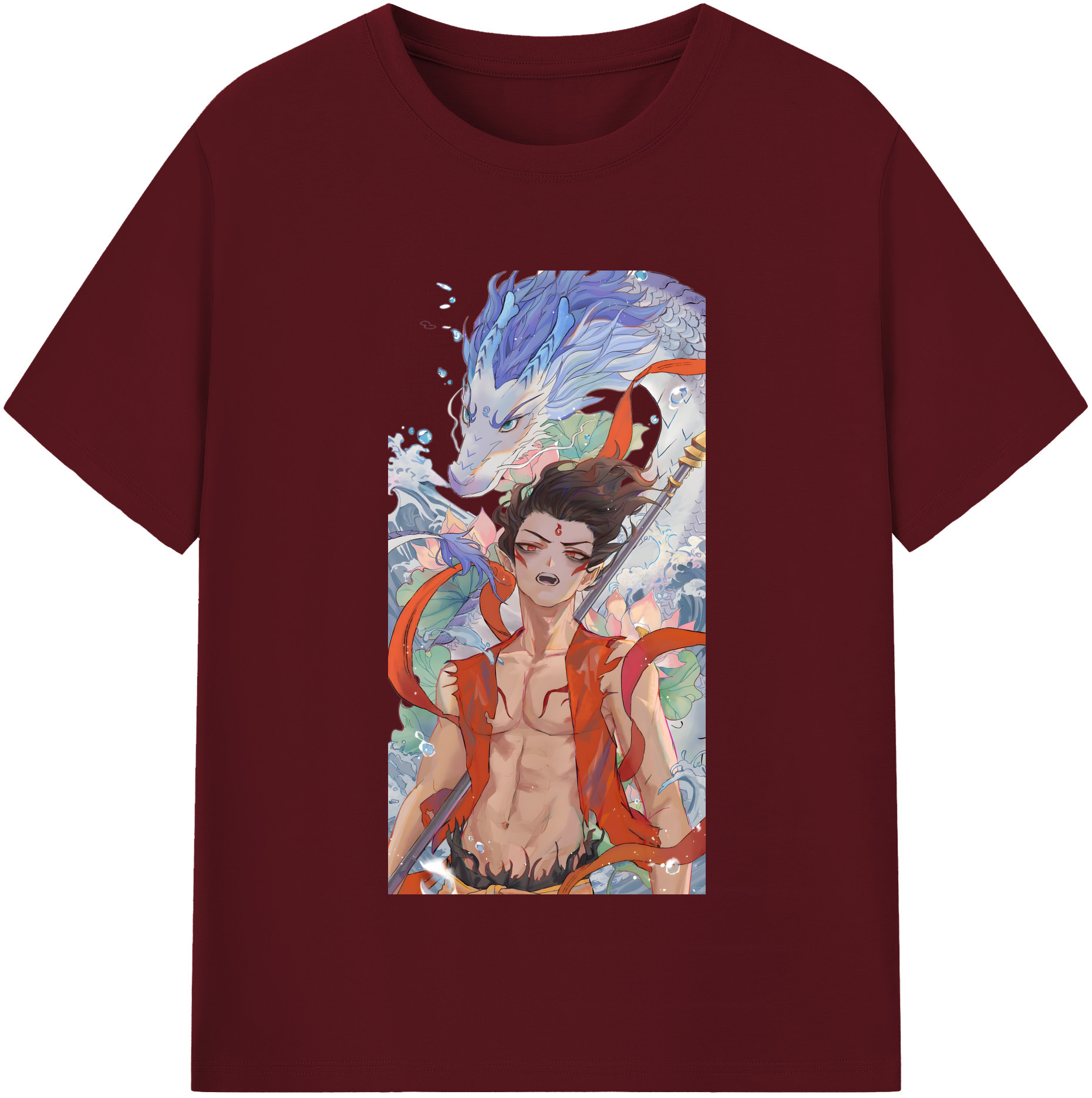 （画像用） Ne Zha 2 ナタ 魔童の大暴れ 綿100％半袖Tシャツ（フロントプリント）